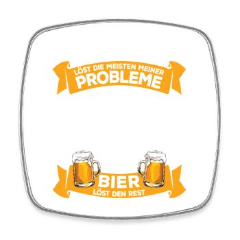 Fishing and Beer: Problem Solving, Angler Saying - Square fridge magnet - white - Front