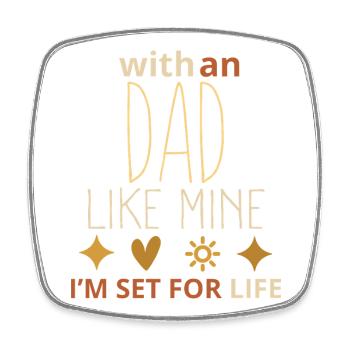 Mit einem Vater wie meinem bin ich fürs Leben gesichert – Funny Fath - Viereckiger Kühlschrankmagnet - Weiß - Vorne