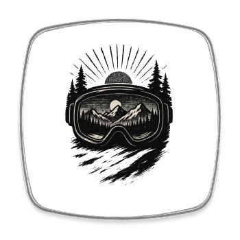 🏂Lunettes de ski rétro montagnes – Vintage Ski Design - Magnet carré - blanc - Devant