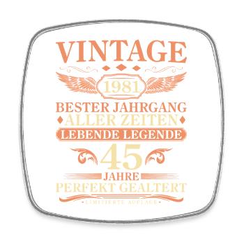Millésime 1981 Vintage Né - 45ème anniversaire - Magnet carré - blanc - Devant