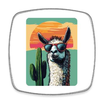 Lama - Viereckiger Kühlschrankmagnet - Weiß - Vorne