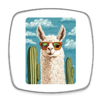 lama - Magnet carré - blanc - Devant