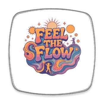 Psychedelic Retro – Feel the Flow - Square fridge magnet - white - Front