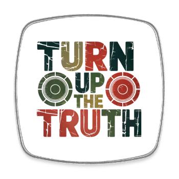 Retro Grunge – Turn Up The Truth - Viereckiger Kühlschrankmagnet - Weiß - Vorne