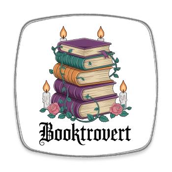 Lesezauber Bücherstapel mit Kerzen - Viereckiger Kühlschrankmagnet - Weiß - Vorne
