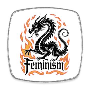 Flame Ring Fire Frame - Square fridge magnet - white - Front