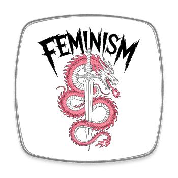 Dragon Blade Pink Fire - Square fridge magnet - white - Front
