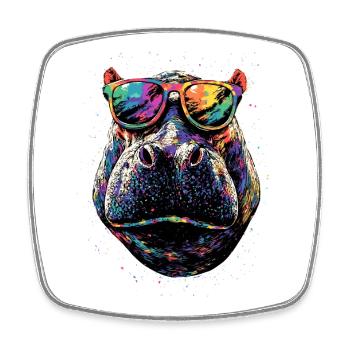 Nilpferd Flusspferd Mama Hippopotamus Cooles Hippo - Magnet carré - blanc - Devant