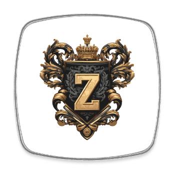 Z Letter Name Crown - Square fridge magnet - white - Front