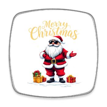 Joyeux Noël Père Noël avec des cadeaux - Magnet carré - blanc - Devant