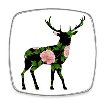 Cerf - Magnet carré - blanc - Devant