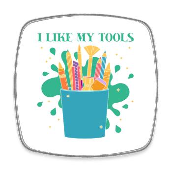 Artist Painter Graphic I Like My Tools Drawing - Square fridge magnet - white - Front
