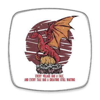 European Dragon Mythologische Kreaturen - Viereckiger Kühlschrankmagnet - Weiß - Vorne