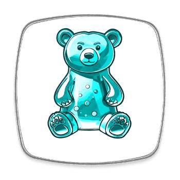 Ourson gommeux Turquoise - Magnet carré - blanc - Devant