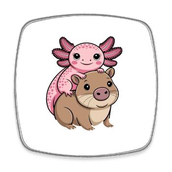 Cute Axolotl and Wombat for Animal Lovers - Square fridge magnet - white - Front