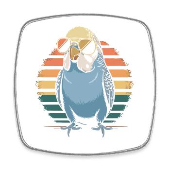 Colorful budgie - Square fridge magnet - white - Front
