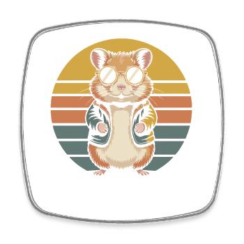 Hamster Cartoon Character Colorful Pet Animal - Square fridge magnet - white - Front