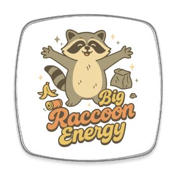 Big Raccoon Energy Humour rétro - Magnet carré - blanc - Devant