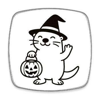 Otter mit Halloween Zauberhut - Viereckiger Kühlschrankmagnet - Weiß - Vorne