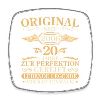 Original 2006 Vintage 20th Birthday Gift - Square fridge magnet - white - Front