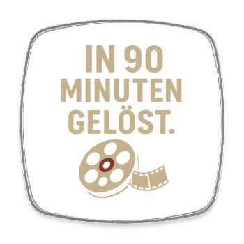 In 90 Minuten gelöst – Lustiges Krimi Shirt  - Viereckiger Kühlschrankmagnet - Weiß - Vorne