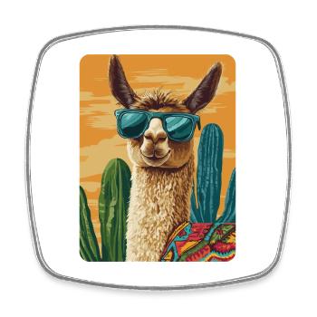 Lama - Viereckiger Kühlschrankmagnet - Weiß - Vorne