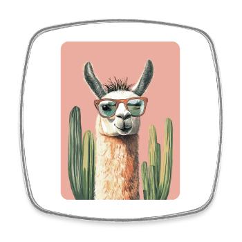 lama - Magnet carré - blanc - Devant