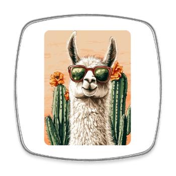 lama - Magnet carré - blanc - Devant