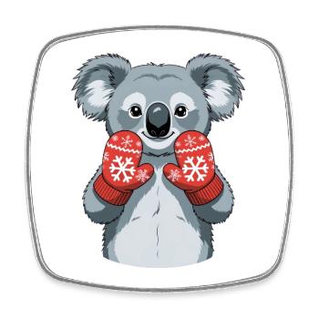 Winterkoala mit roten Handschuhen - Viereckiger Kühlschrankmagnet - Weiß - Vorne