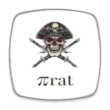 Piraten Skelett mit Brille - Viereckiger Kühlschrankmagnet - Weiß - Vorne