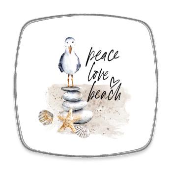 Oiseau de plage sur pierre pile aquarelles - Magnet carré - blanc - Devant