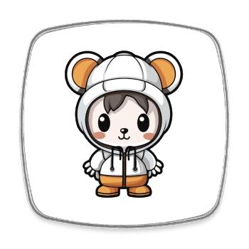 souris hiver animal bébé bande dessinée - Magnet carré - blanc - Devant