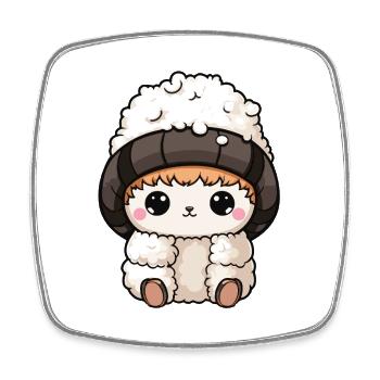 Bande dessinée Alpaga Winter Animal Baby Bande dessinée - Magnet carré - blanc - Devant