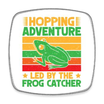 Frog Catcher Hopping Adventure Frog - Viereckiger Kühlschrankmagnet - Weiß - Vorne