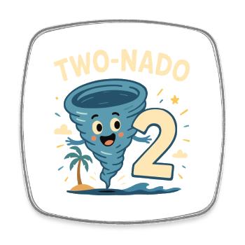 TWO NADO 2 Birthday Party Gift - Viereckiger Kühlschrankmagnet - Weiß - Vorne