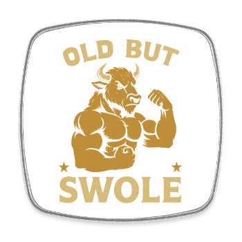 Fitness Motivation Bodybuilder Old But Swole Gym - Viereckiger Kühlschrankmagnet - Weiß - Vorne