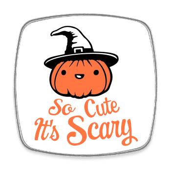 Kürbis Glücklich Hexenhut Halloween So Cute Scary - Viereckiger Kühlschrankmagnet - Weiß - Vorne