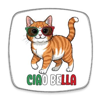 Ciao Bella - Viereckiger Kühlschrankmagnet - Weiß - Vorne