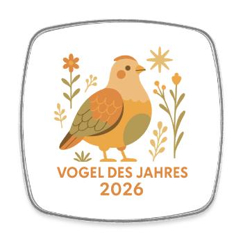 perdrix style bohème – Oiseau de l’année 2026 Mot naturel - Magnet carré - blanc - Devant