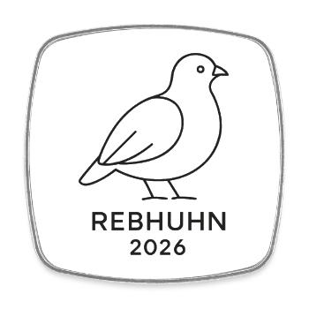 Rebhuhn Line Art – Vogel des Jahres 2026 Minimalis - Viereckiger Kühlschrankmagnet - Weiß - Vorne