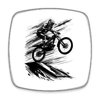 Mountainbike Kunst Mountainbiken - Viereckiger Kühlschrankmagnet - Weiß - Vorne