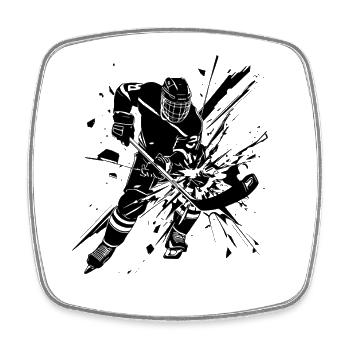 Hockey Player Art - Square fridge magnet - white - Front