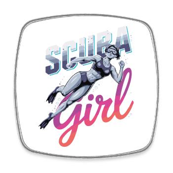 Scuba Girl Taucherin Design - Viereckiger Kühlschrankmagnet - Weiß - Vorne