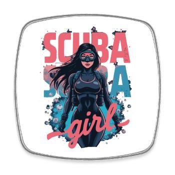 Scuba Girl Diver Design - Magnet carré - blanc - Devant