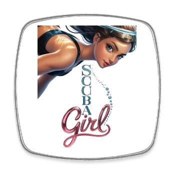 Scuba Girl Diver Design - Magnet carré - blanc - Devant