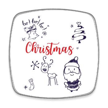 Christmas with Santa and Reindeer - Square fridge magnet - white - Front
