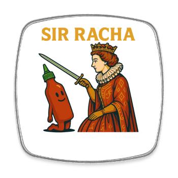 Sir Racha Mème drôle Chevalier Sauce Piquante Humour - Magnet carré - blanc - Devant