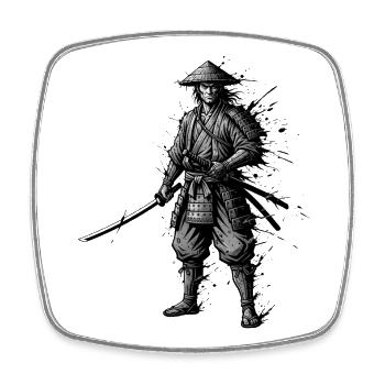 Samurai Krieger mit Katana einsamer-ronin-japan - Viereckiger Kühlschrankmagnet - Weiß - Vorne