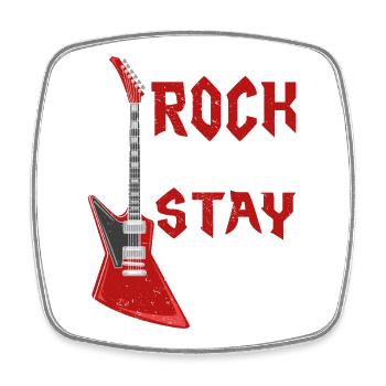 Rock On Stay Strong Musique Guitare Rock Band - Magnet carré - blanc - Devant