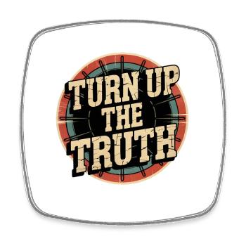 Retro Grunge – Turn Up The Truth - Viereckiger Kühlschrankmagnet - Weiß - Vorne